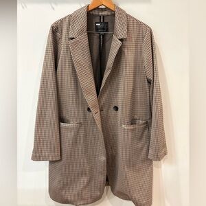 Sanctuary X Anthropologie Plaid Double-Breasted Blazer Jacket Size XL